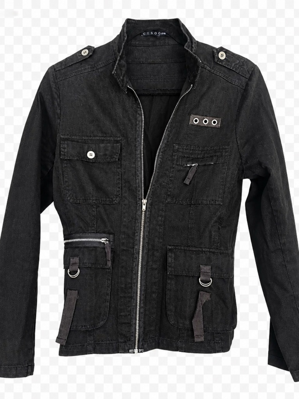 Clio Black Utility Jacket with Front Zip
